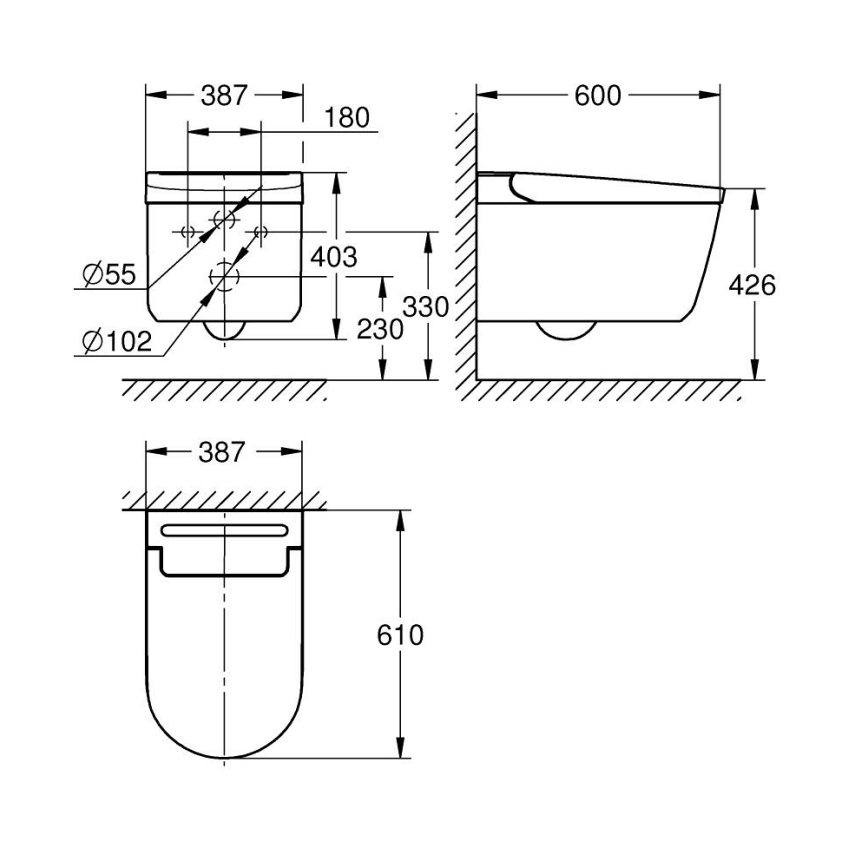 GROHE 36507SH0 - Dusch-WC SENSIA 600 × 387 × 403 mm Keramik/weiß