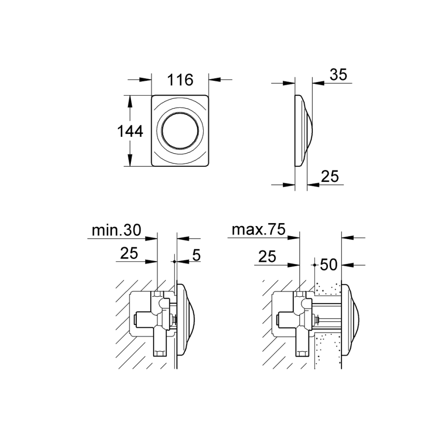 GROHE 37018SH0 - Betätigungsplatte SURF 116 × 144 mm weiß