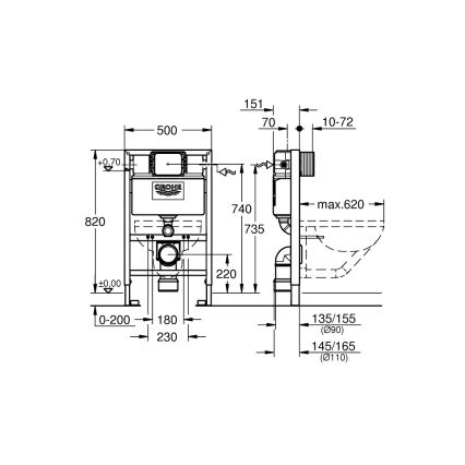 GROHE 38526000 - WC-Modul RAPID SL 0,82 m weiß
