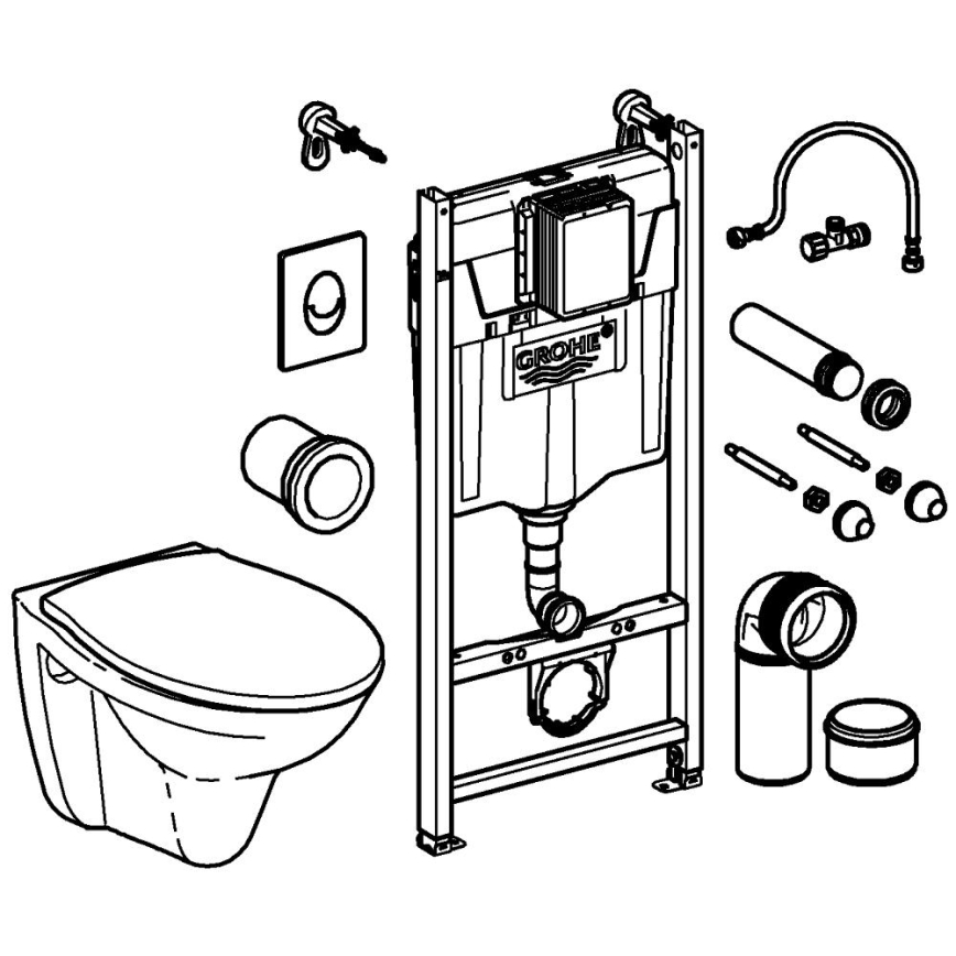 GROHE 39116000 - 4-in-1-Set mit Keramik SOLIDO COMPACT 1,13 m