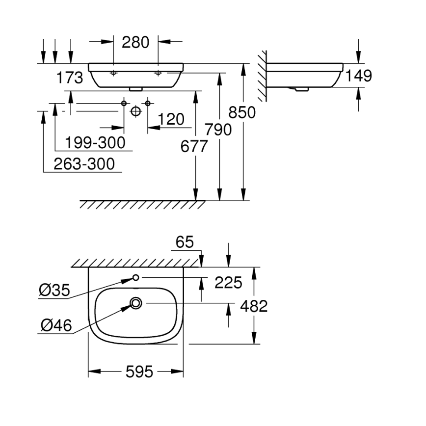 GROHE 39335000 - Waschbecken EURO CERAMIC 595 × 482 mm Keramik/weiß