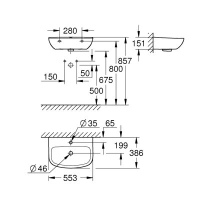 GROHE 39440000 - Waschbecken BAU CERAMIC 553 × 386 mm Keramik/weiß