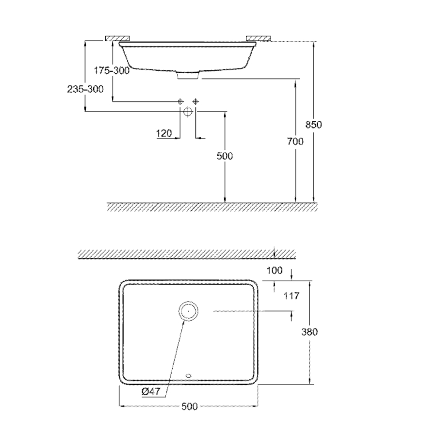 GROHE 3948000H - Waschbecken CUBE CERAMIC 492 × 370 mm Keramik/weiß