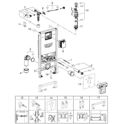 GROHE 39596000 - WC‑Modul RAPID SLX 1130 mm, weiß