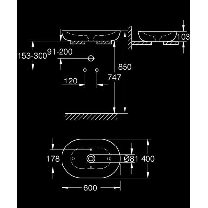 GROHE 3960800H - Aufsatzwaschbecken ESSENCE 600 × 400 mm Keramik/weiß