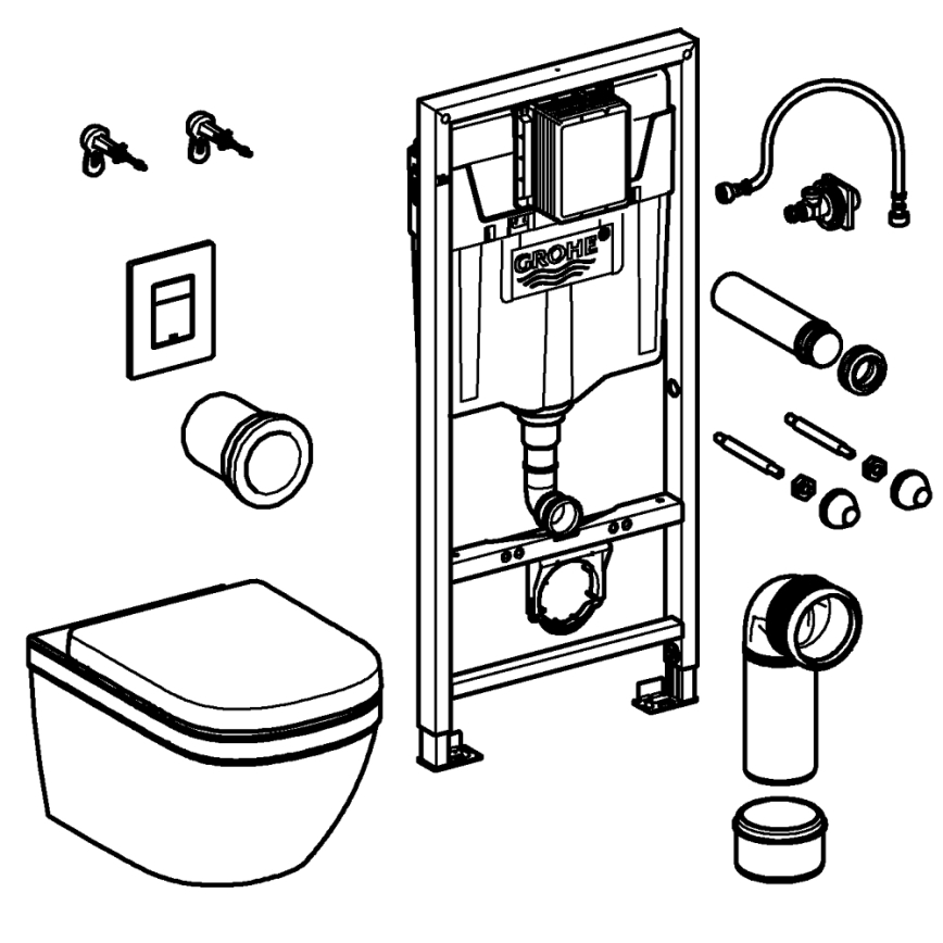 GROHE 39941000 - SOLIDO WC-Set, 1,13 m, glänzender Chrom