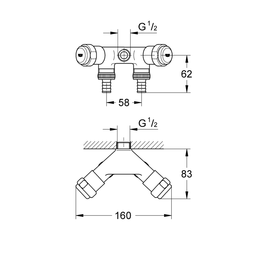 GROHE 41020000 - Doppelventil EGGEMANN 12” Hochglanz-Chrom