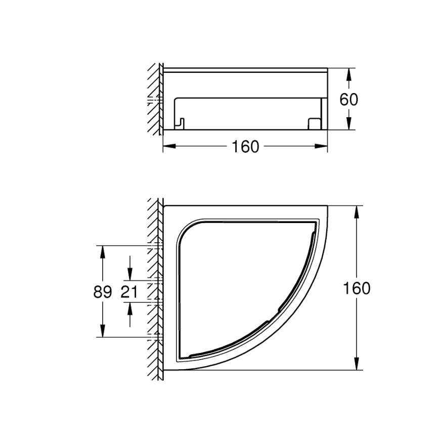 GROHE 411062430 - Eck-Duschablage ESSENTIALS 250 × 250 mm schwarz