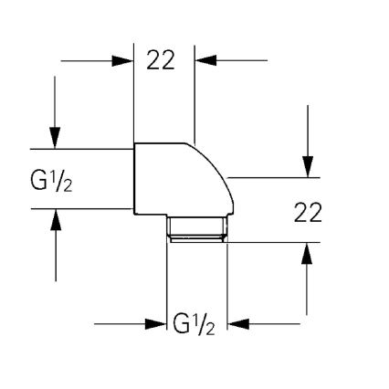 GROHE 45304000 - Duschanschlussbogen DN 15 × DN 15, hochglänzender Chrom