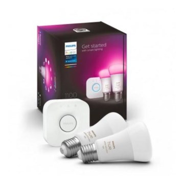 Grundausstattung Philips Hue WHITE AND COLOR AMBIANCE 2xE27/9W/230V 2000-6500K + Anschlussvorrichtung