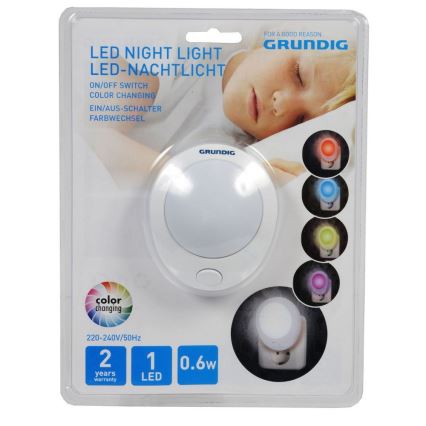 Grundig 102 - LED Nachtlicht RGB Steckdosenleuchte LED/0,6W/230V