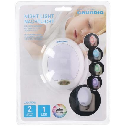 Grundig 174 – LED RGB Steckdosen-Nachtlicht mit Sensor 1xLED/10W/230V
