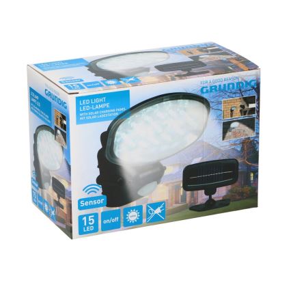 Grundig 25 - LED Solarleuchte mit Sensor 15xLED/1xAAA