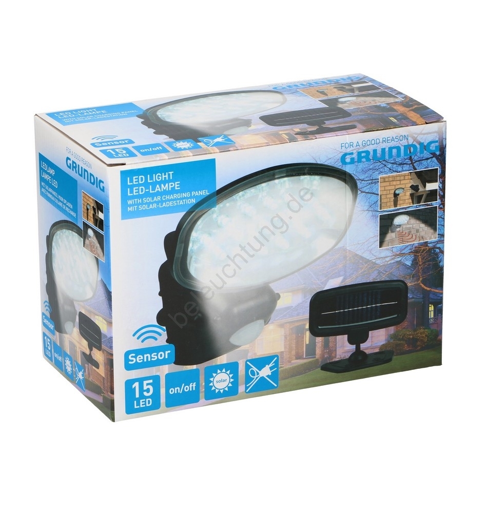 Grundig 25 - LED Solarleuchte mit Sensor 15xLED/1xAAA | Beleuchtung.de