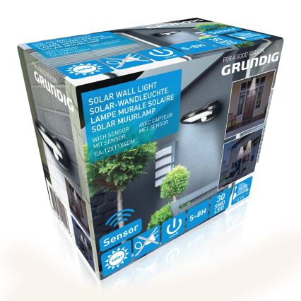 Grundig - SET 2x LED Solar-Wandleuchte mit Bewegungs- und Dämmerungssensor LED/3,2V 600 mAh