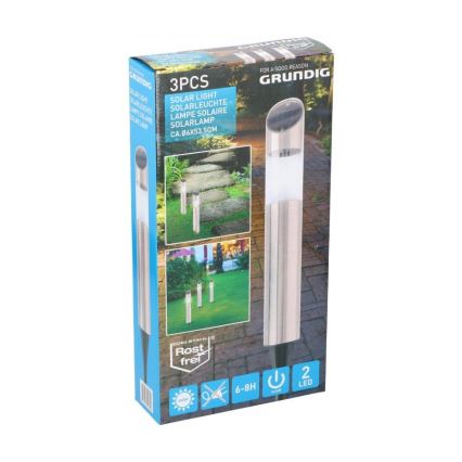 Grundig - SET 3x LED Solarleuchte LED/1,2V 600 mAh