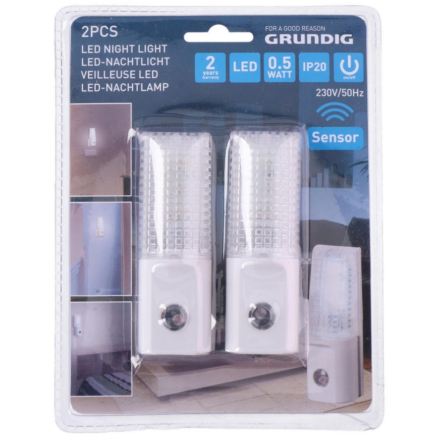 Grundig 96 – SET 2x LED Steckdosen-Nachtlicht 2xLED/0,5W/230V