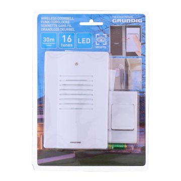 Grundig - Kabellose Türklingel 16 Melodien 3xAA + 3x AG13 IP44