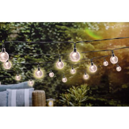 Grundig - LED dimmbare Solar-Lichterkette 50xLED/8 Funktionen 9,35 m warmweiß 1200 mAh + Fernbedienung