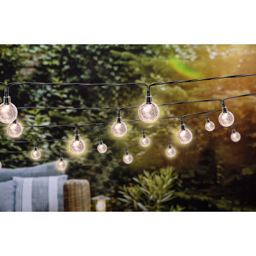 Grundig - LED dimmbare Solar-Lichterkette 50xLED/8 Funktionen 9,35 m warmweiß 1200 mAh + Fernbedienung