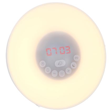 Grundig - LED RGB Dimmbare Nachtlampe mit Alarm und FM Radio LED/5V/3xAAA