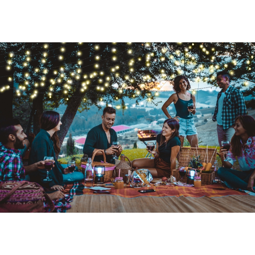 Grundig - LED Solar-Lichterkette 100xLED/8 Funktionen 16,85m warmweiß