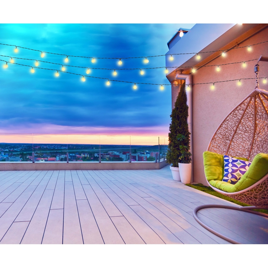 Grundig - LED Solar-Lichterkette 100xLED/8 Funktionen 16,85m warmweiß