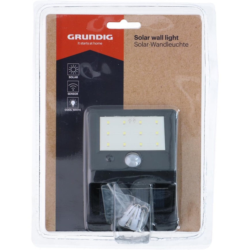 Grundig - LED-Solar-Wandleuchte mit Bewegungsmelder LED/1,2V 600 mAh IP44