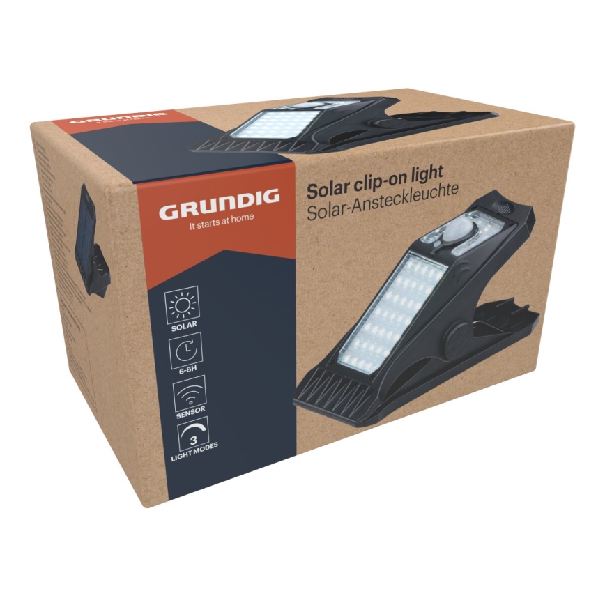Grundig - LED-Solarleuchte mit Sensor CLIP-ON LED/9W/3,7V IP44