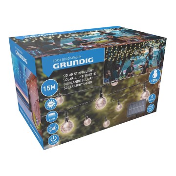 Grundig - LED-Solarlichterkette 100xLED/8 Funktionen 15m warmweiβ