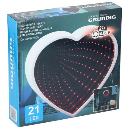 Grundig - LED-Spiegel HEART LED/3xAA