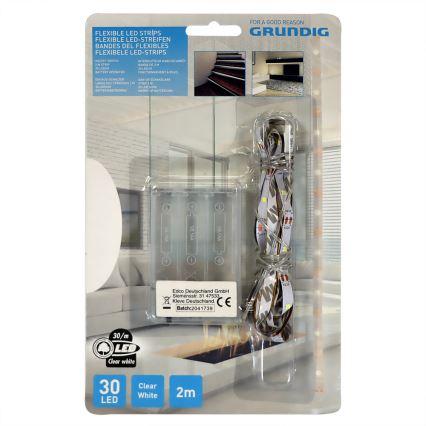 Grundig - LED-Streifen 2m LED/3xAA Tageslichtweiß