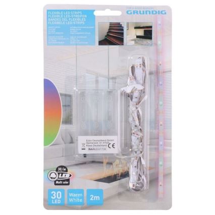 Grundig – LED-Streifen 2m LED/3xAA warmweiß