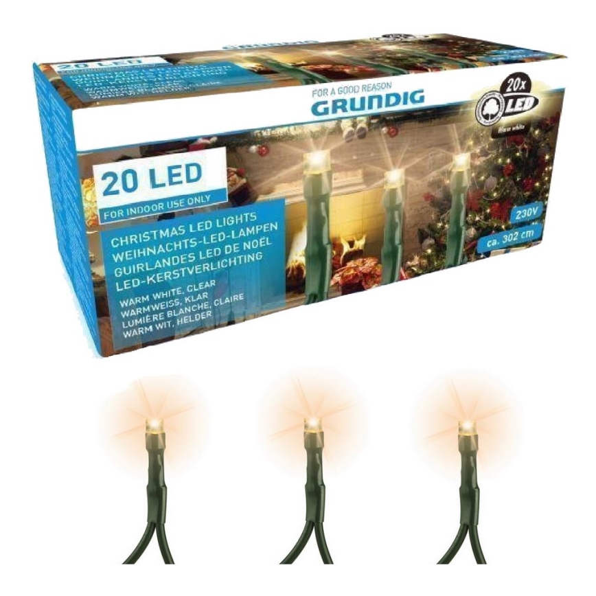 Grundig - LED-Weihnachtskette 3m 20xLED/230V