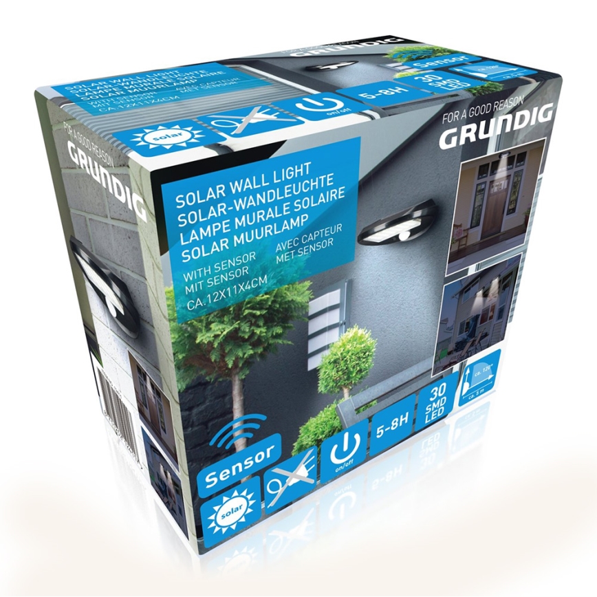 Grundig - SET 2x LED Solar-Wandleuchte mit Sensor LED/3,2V