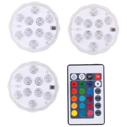 Grundig - SET 3x LED RGB Außen Einbaubeleuchtung 3xLED/9xAAA IP65