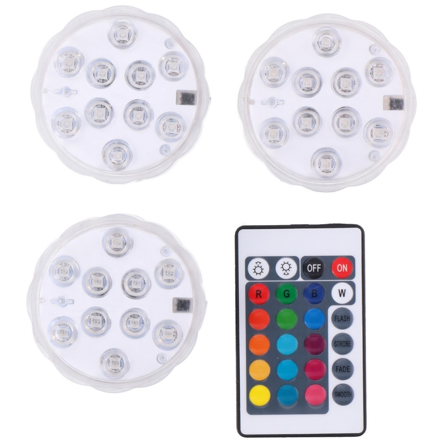 Grundig - SET 3x LED RGB Außen Einbaubeleuchtung 3xLED/9xAAA IP65