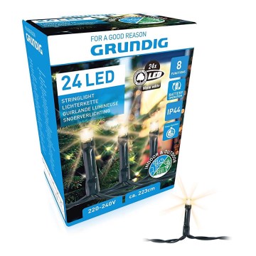 Grundig - Weihnachtskette für Außen 2,5m 24xLED/4xAA IP44