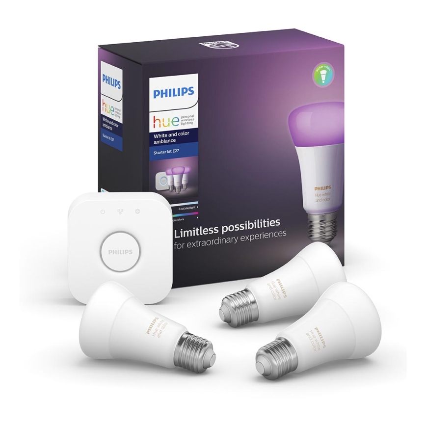 Grundset Philips Hue WHITE AND COLOR AMBIANCE 3xE27/9,5W/230V 2000-6500K