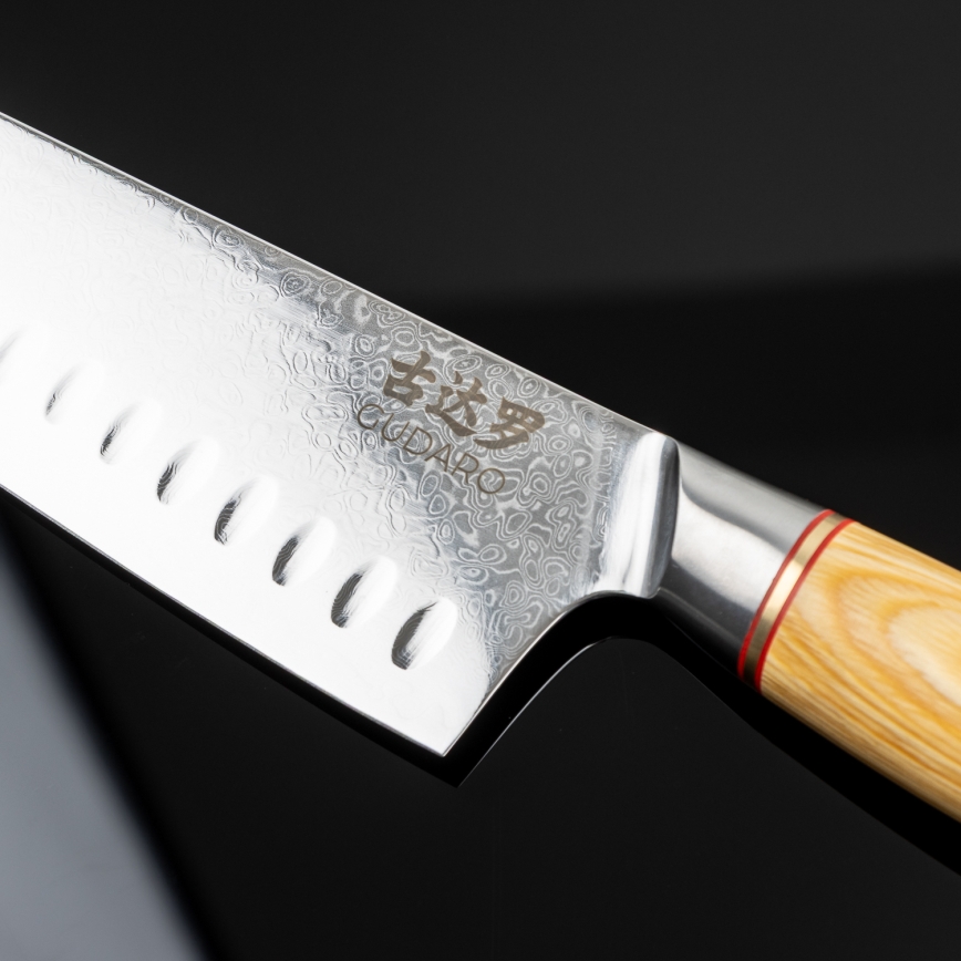 Gudaro – 5-teiliges HIKARI Damast-Küchenmesser-Set + Messerblock und Geflügelschere