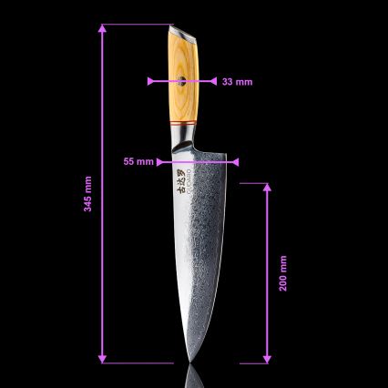 Gudaro – 5-teiliges HIKARI Damast-Küchenmesser-Set + Messerblock und Geflügelschere