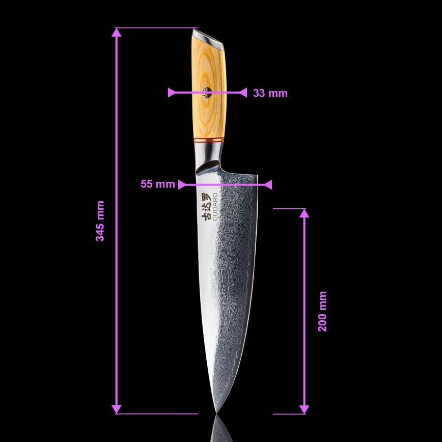 Gudaro – 5-teiliges HIKARI Damast-Küchenmesser-Set + Messerblock und Geflügelschere