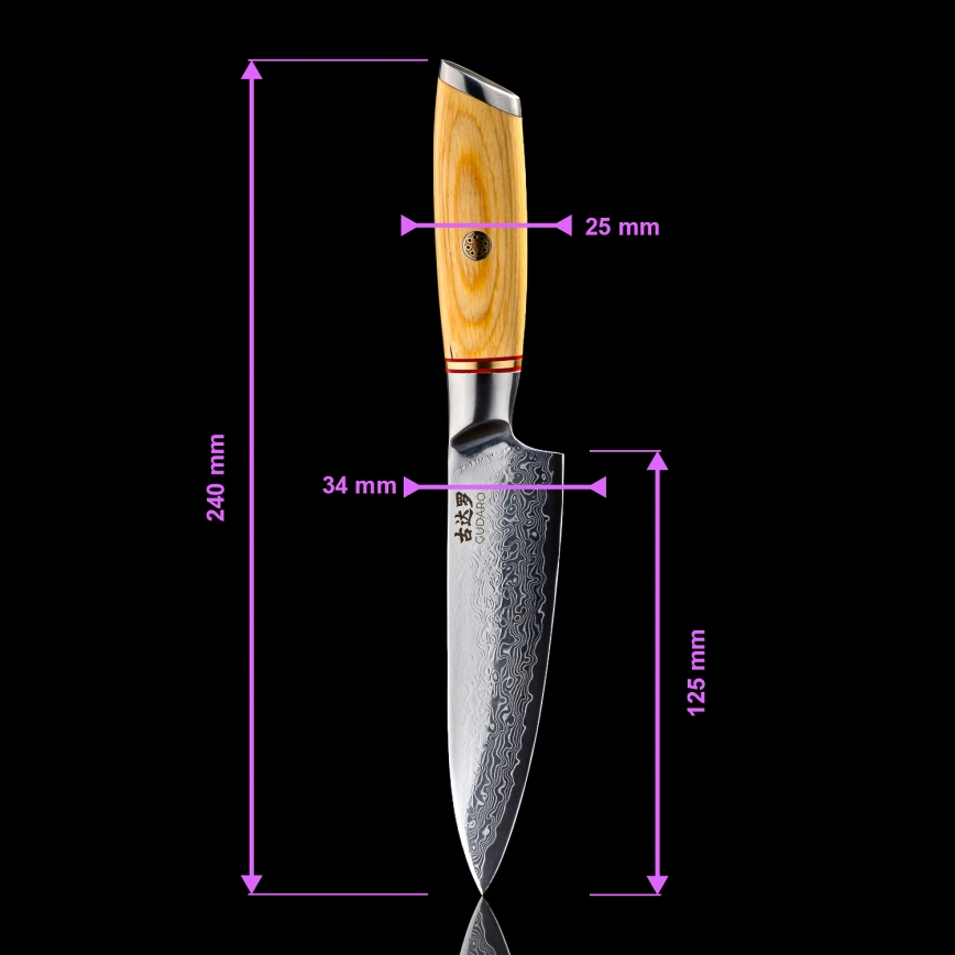 Gudaro – 5-teiliges HIKARI Damast-Küchenmesser-Set + Messerblock und Geflügelschere