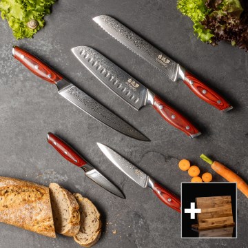 Gudaro - 5er-Set Damast-Küchenmesser KENSHO + magnetischer Messerhalter