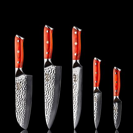 Gudaro - 5er-Set Damast-Küchenmesser MIYABI + magnetische Messerleiste