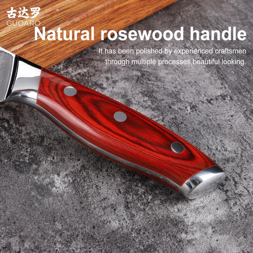 Gudaro - Damast-Brotmesser KENSHO 8, 67 Lagen Stahl, Klingenlänge 20 cm