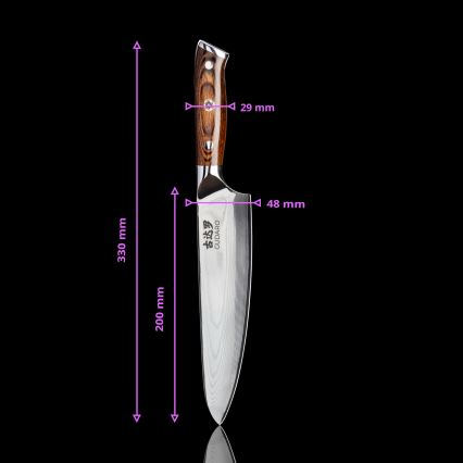 Gudaro - Damast-Chefmesser FENG 8, aus 67 Lagen Stahl, Länge 20 cm