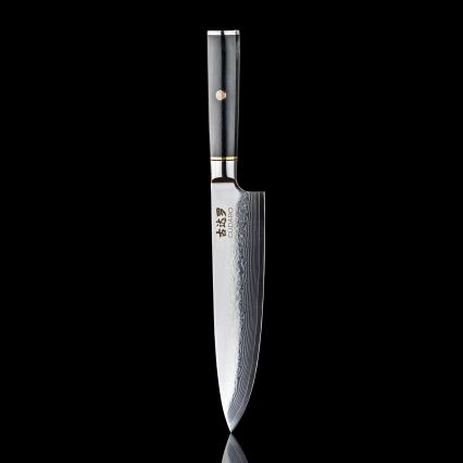 Gudaro - Damast-Chefmesser AKIRO 8, 67 Lagen Stahl, Klingenlänge 20 cm, schwarz