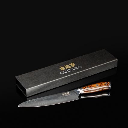 Gudaro - Damast-Kochmesser FENG 8, 67 Lagen Stahl, Klingenlänge 20 cm