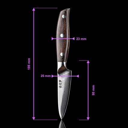 Gudaro - Damast-Küchenmesser SHIRO 3,5, 67-lagiger Damaststahl, Klingenlänge 9,5 cm